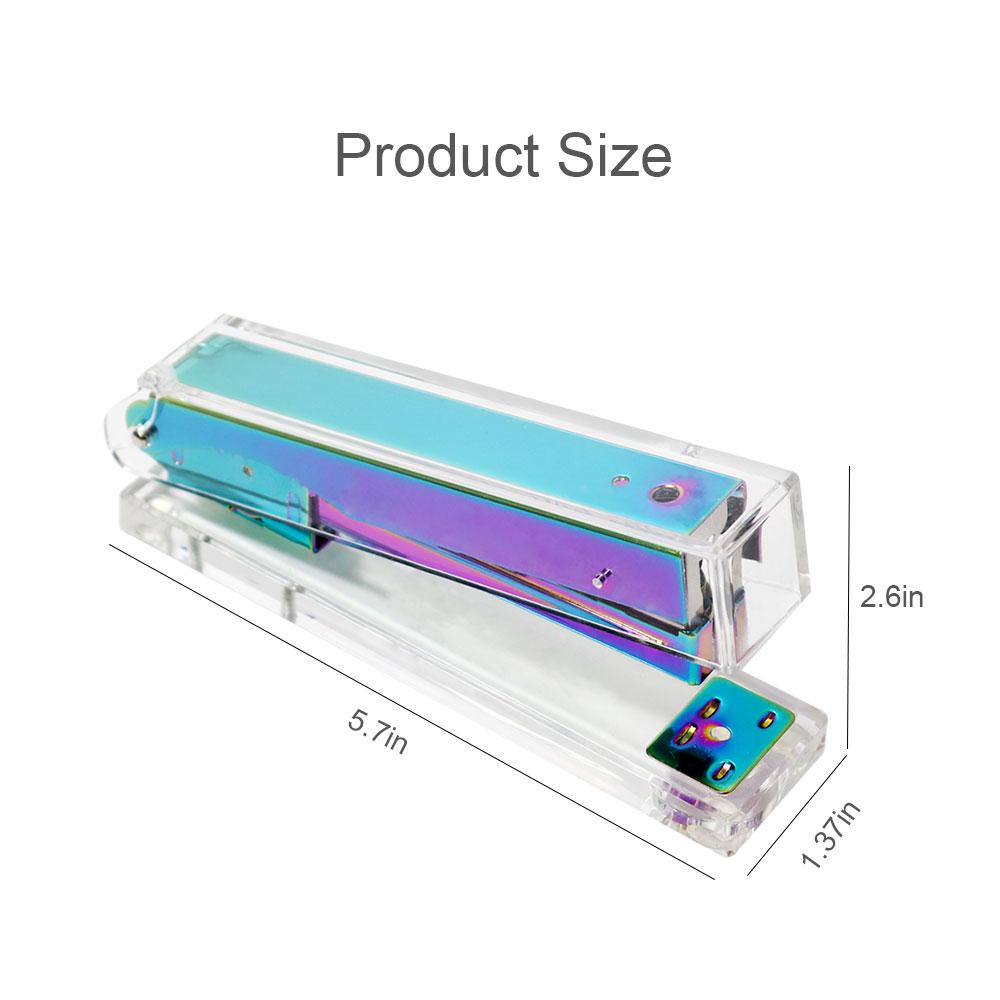 Stapler Acrylic Clear Desktop Stapler Transparent Colorful Rose Gold Black Heavy Duty Staplers Office Supplies Student Supplies