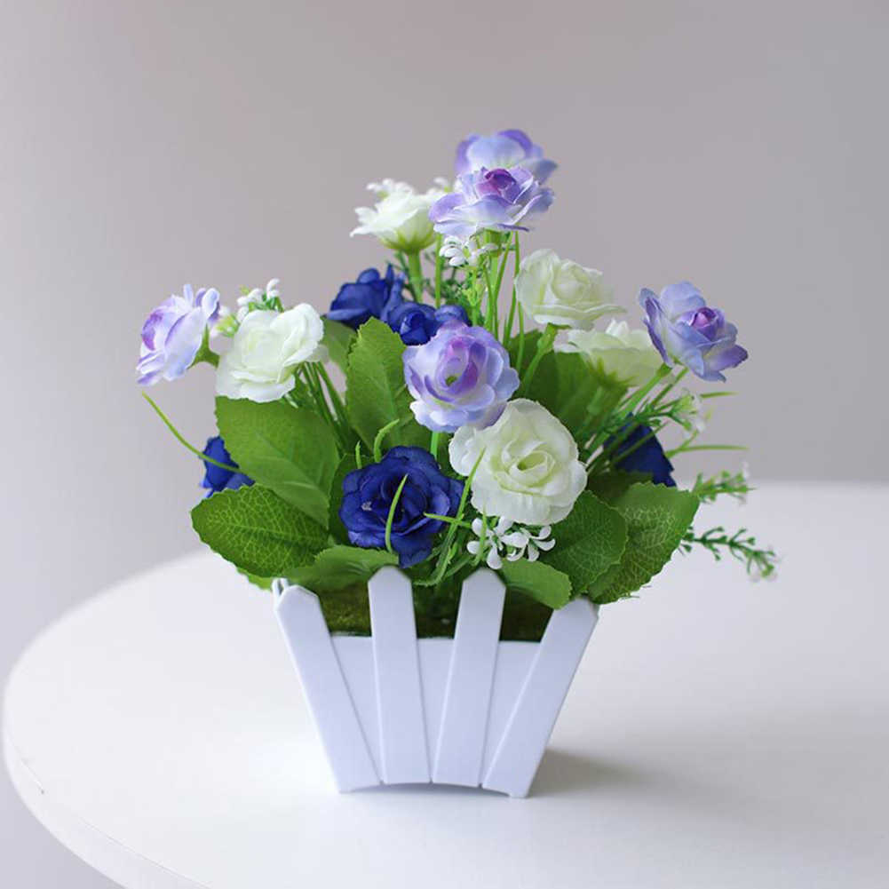 Mini Künstliche Blumen Pflanzen Bonsai Gefälschte Blumen Topf Ornamente Hause Esstisch Hochzeit Topf Dekor Rose Zaun Blumen Set
