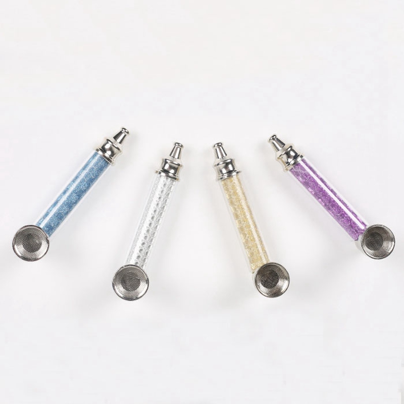 Colorful Zinc Alloy Pipes Portable Removable Herb Tobacco Filter Silver Screen Spoon Cap Cover Bowl Handpipes Bubbler Decoration Hand Smoking Cigarette Holder DHL