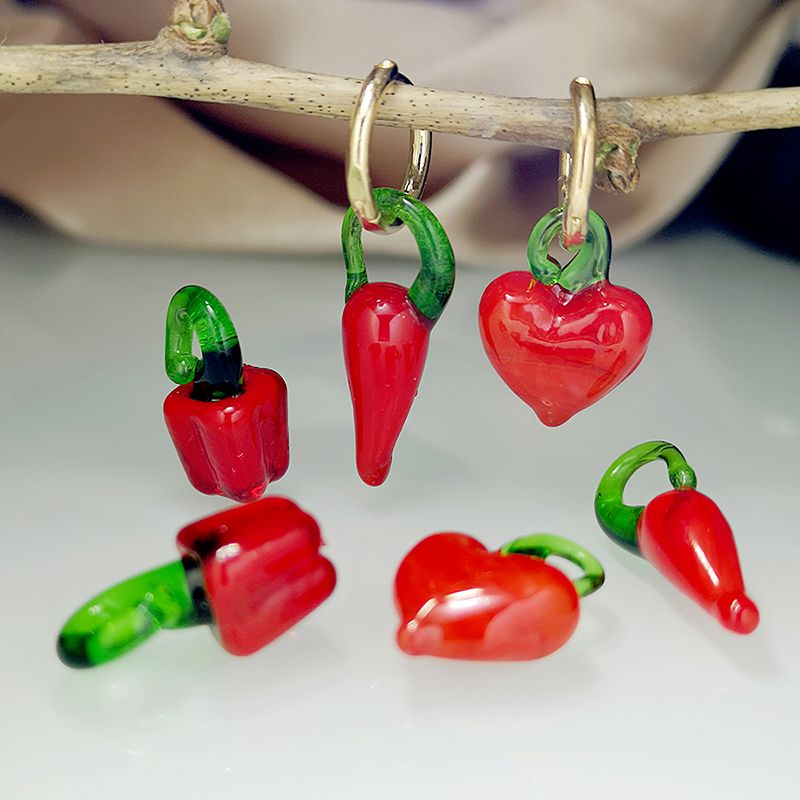 Red Little Chili pepper charm delicate fashion jewelry metal hoop earrings for women gift