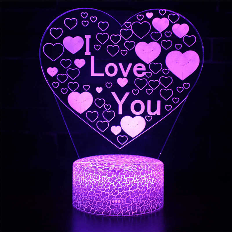 Lumières I LOVE YOU en forme de coeur Rose Saint Valentin Série 3D LED Veilleuse Chambre Lampe Décorative Fête D'anniversaire De Mariage Décoration HKD230628