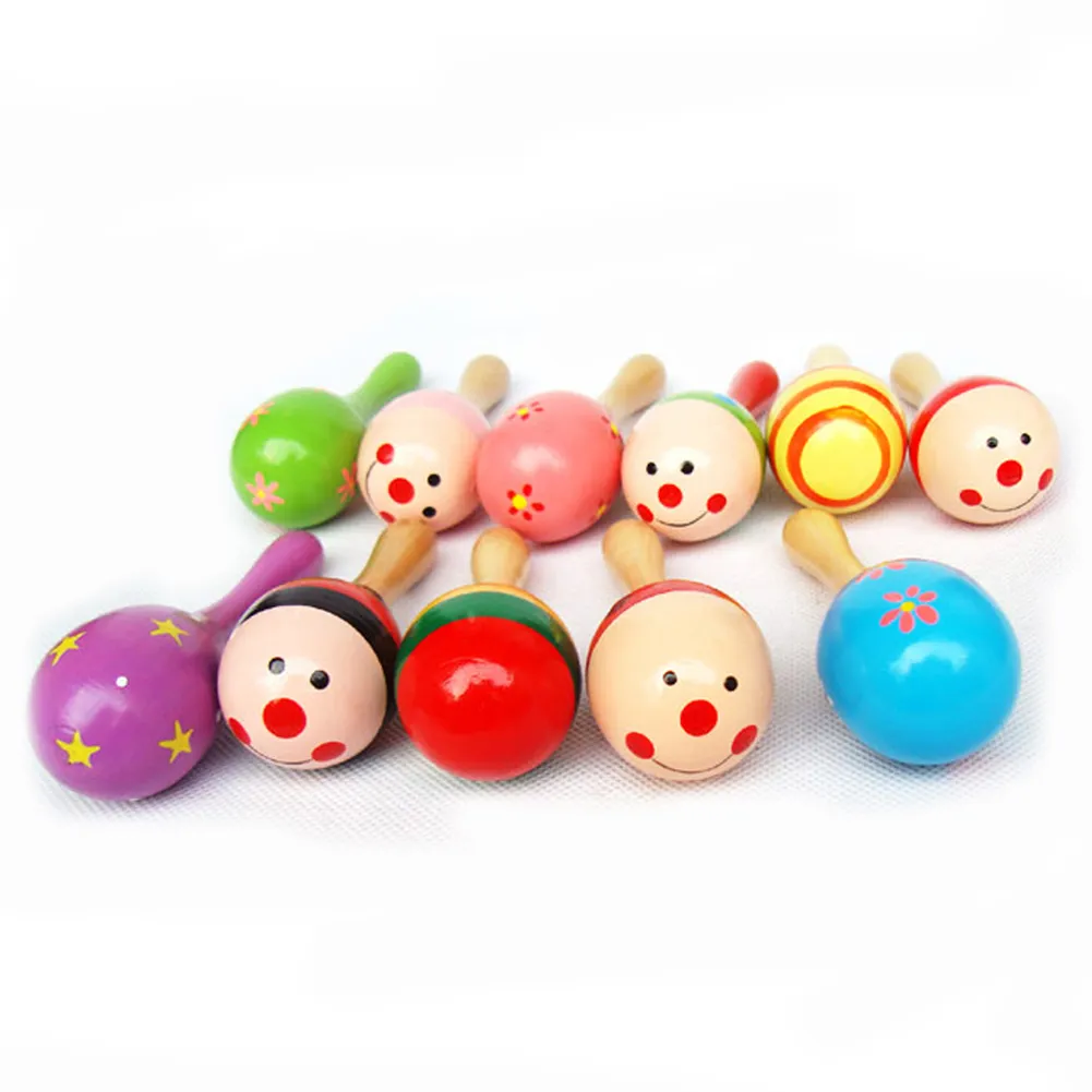 Mini Colorful Children Toys Wooden Maracas Ball Rattle Toys Sand Hammer Gift Kids Baby Early Learning Musical Instruments Toys