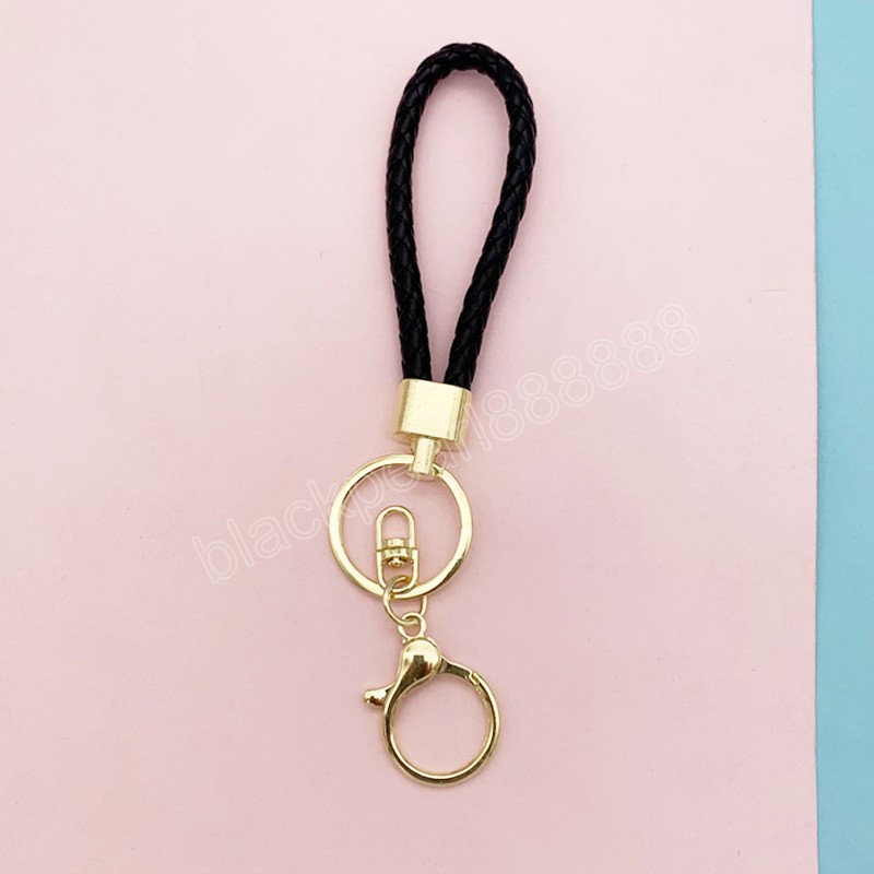 Braided Woven Rope Keychain DIY Bag Pendant Metal Leather Key Chain Holder Key Car Trinket Keyring Men Women Gift Jewelry