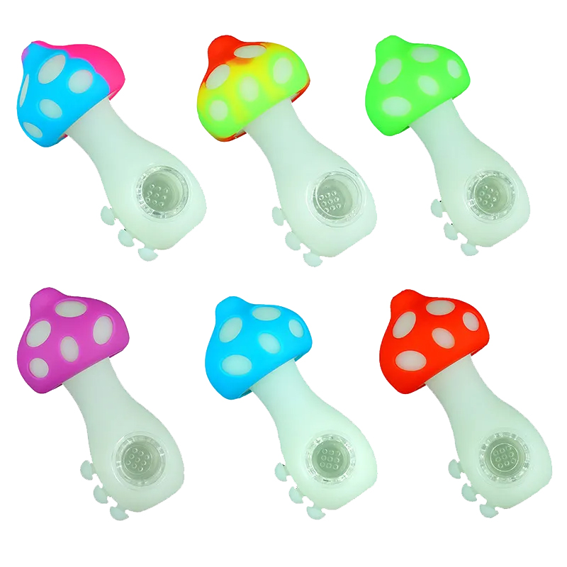 Pipa fumatori in silicone a fungo con ciotola in vetro compatibile 2 in 1 punta unghie nettare dispositivo portatile fumo e dab accessori fumo all'ingrosso