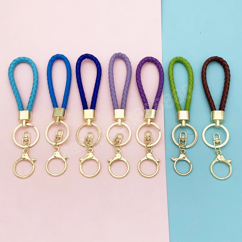 Braided Woven Rope Keychain DIY Bag Pendant Metal Leather Key Chain Holder Key Car Trinket Keyring Men Women Gift Jewelry