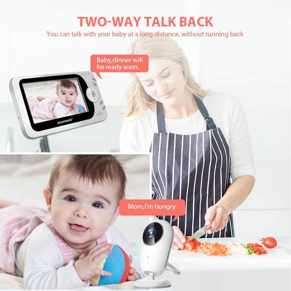 4.3 inch Draadloze Video Babyfoon Sitter draagbare Baby Nanny IR LED Nachtzicht intercom Surveillance Bewakingscamera VB608 L230619
