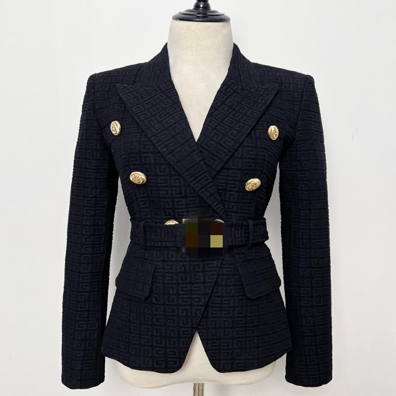 Women's Suits & Blazers S-5XL2022 Spring And Autumn Fashion High-quality Small Suit B Home Lion Button Short Black White Jacquard Jacket