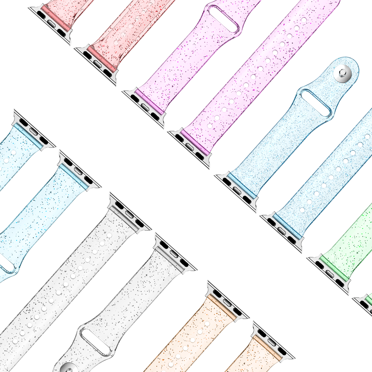 Soft Silicone Bands for Apple Watch Strap 45mm 41mm 44mm40mm42mm38mm Glitter Women Sports Wristband for iWatch 87/6/5/4/3/2/1/SE