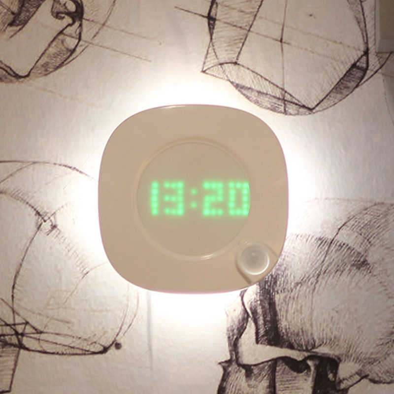 Lumières Numérique LED Enfants Lumière Détecteur De Mouvement Mur AAA Batterie Horloge WC Maison Toilette Chambre Veilleuse avec Aimant HKD230628