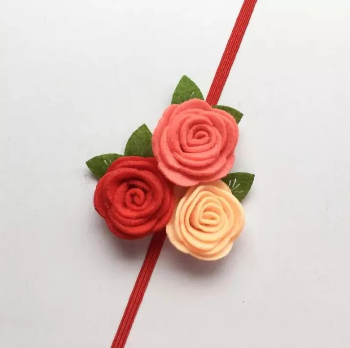 Triple Felt Rose Flower Headband for Kids Baby Girl,Christmas Headband, Toddler Headwear, Princess Photo Props Hair Accessories Hair Bow