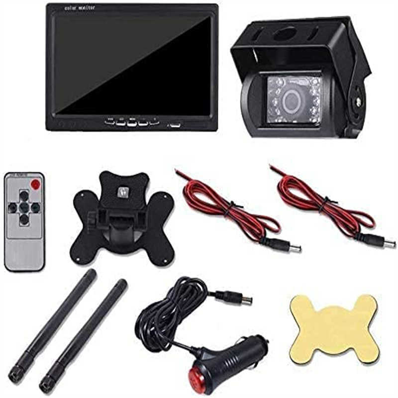 S 7Inch Monitor Trådlös bakre vy Backup Camera Night Vision System för bil RV Truck Bus Waterproof Backup Reverse Camera L230619