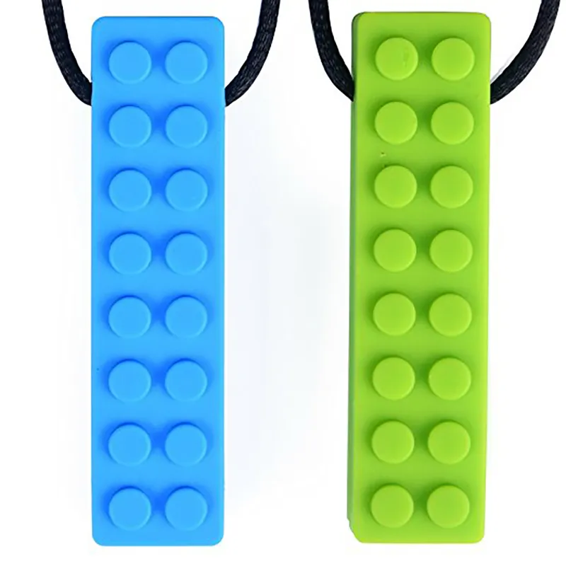 Silicone Brick Chew Teether Soft Teething Brick Pendant Necklace Baby Chewing Biting Soothers Chewlery Toys Toddlers Gifts