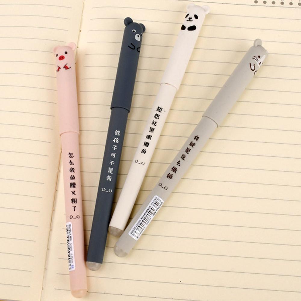 Pens Cartoon Erasable Gel Pen 0.35mm Refill Rods Cute Panda Cat Pens Kawaii Ballpoint Pen For School Writing Washable Handle