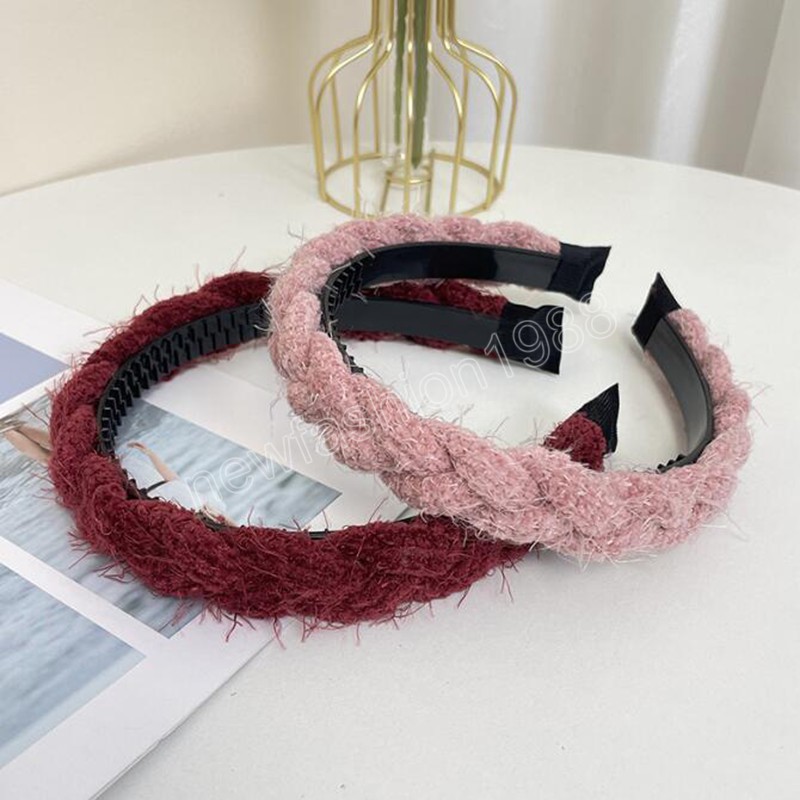 Fashion Hairband For Women Braided Knitted Headwear Autumn Narrow Side Headwear For Adult Hair Accessories Wholesale