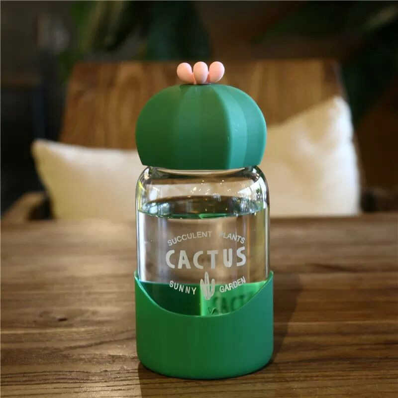 Cactus carafe glas färskt och bärbart mini Small Water Travel Cup Anti-Fall och värmebeständig Creative Cute Trend Cup för Girl L230620