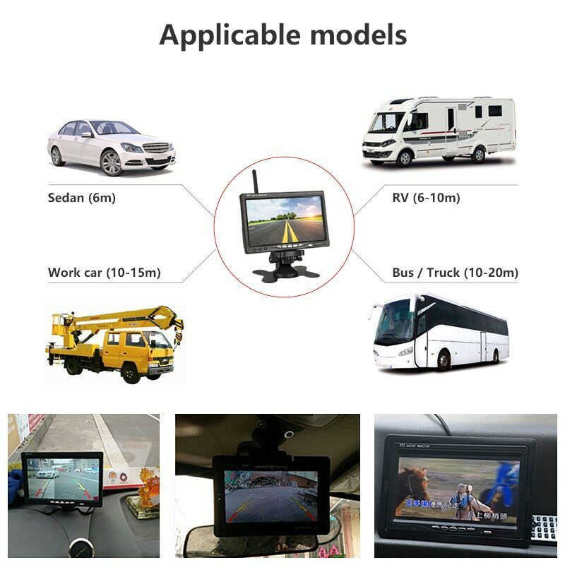 s 7-Zoll-Monitor, kabellose Rückfahrkamera, Nachtsichtsystem für Auto, Wohnmobil, LKW, Bus, wasserdichte Rückfahrkamera L230619