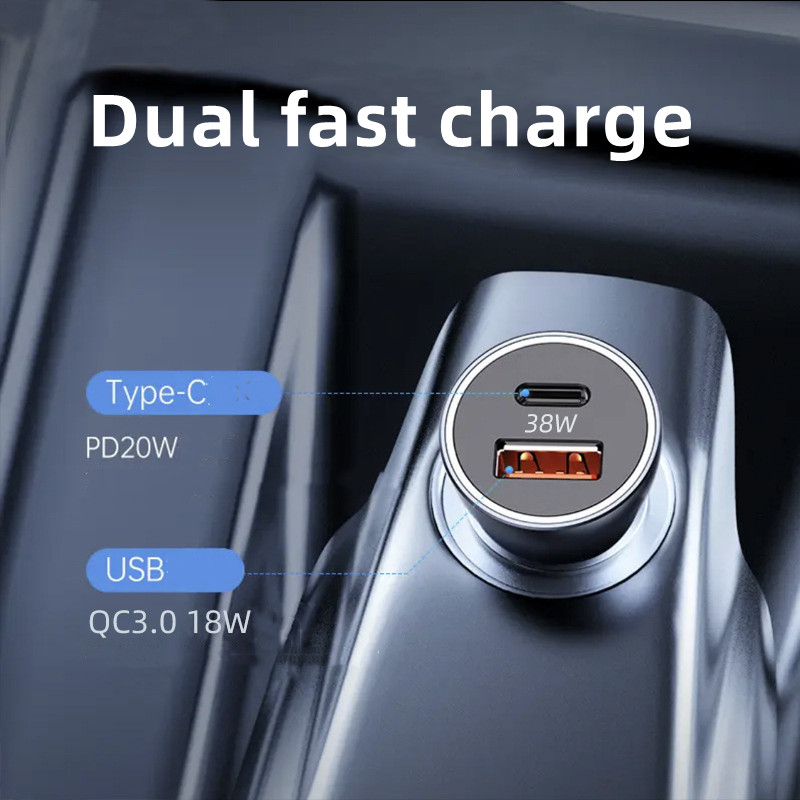 38W PD Car Charger USB Type C Fast Charging Car Phone Adapter for iPhone 14 13 12 Xiaomi Huawei Samsung S21 S22 Safety hammer Quick Charger with box with