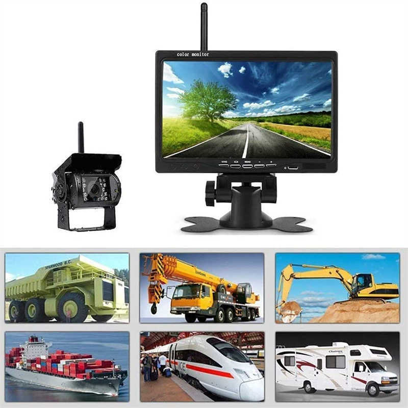 S 7Inch Monitor Trådlös bakre vy Backup Camera Night Vision System för bil RV Truck Bus Waterproof Backup Reverse Camera L230619