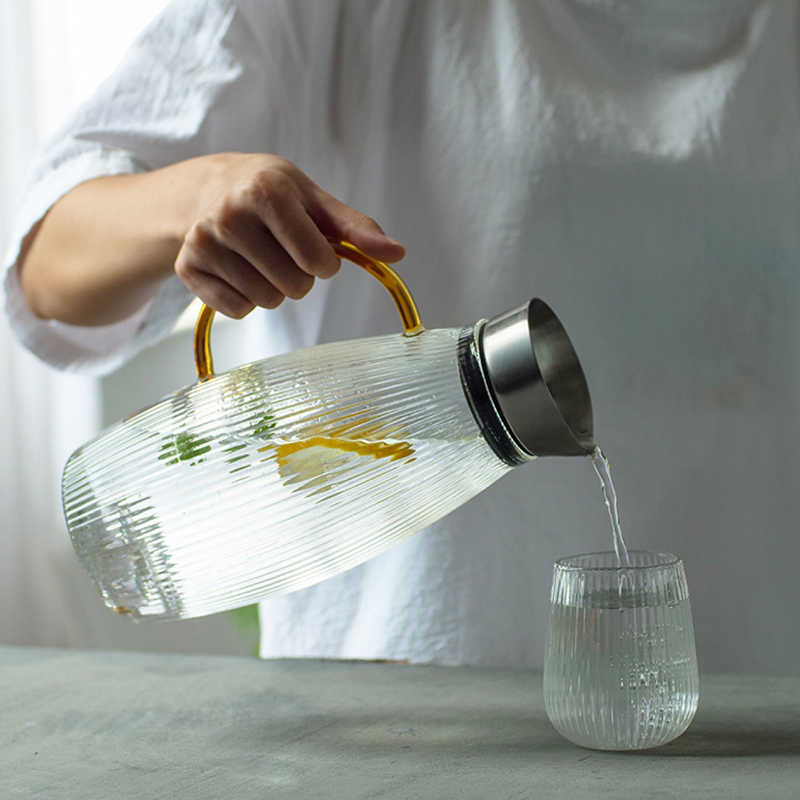 Przezroczysty szklany woda kreatywność Kreatywność oporna na ciepło szklany zimny czajnik duża pojemność odporna na eksplozję soku domowego Jug L230620