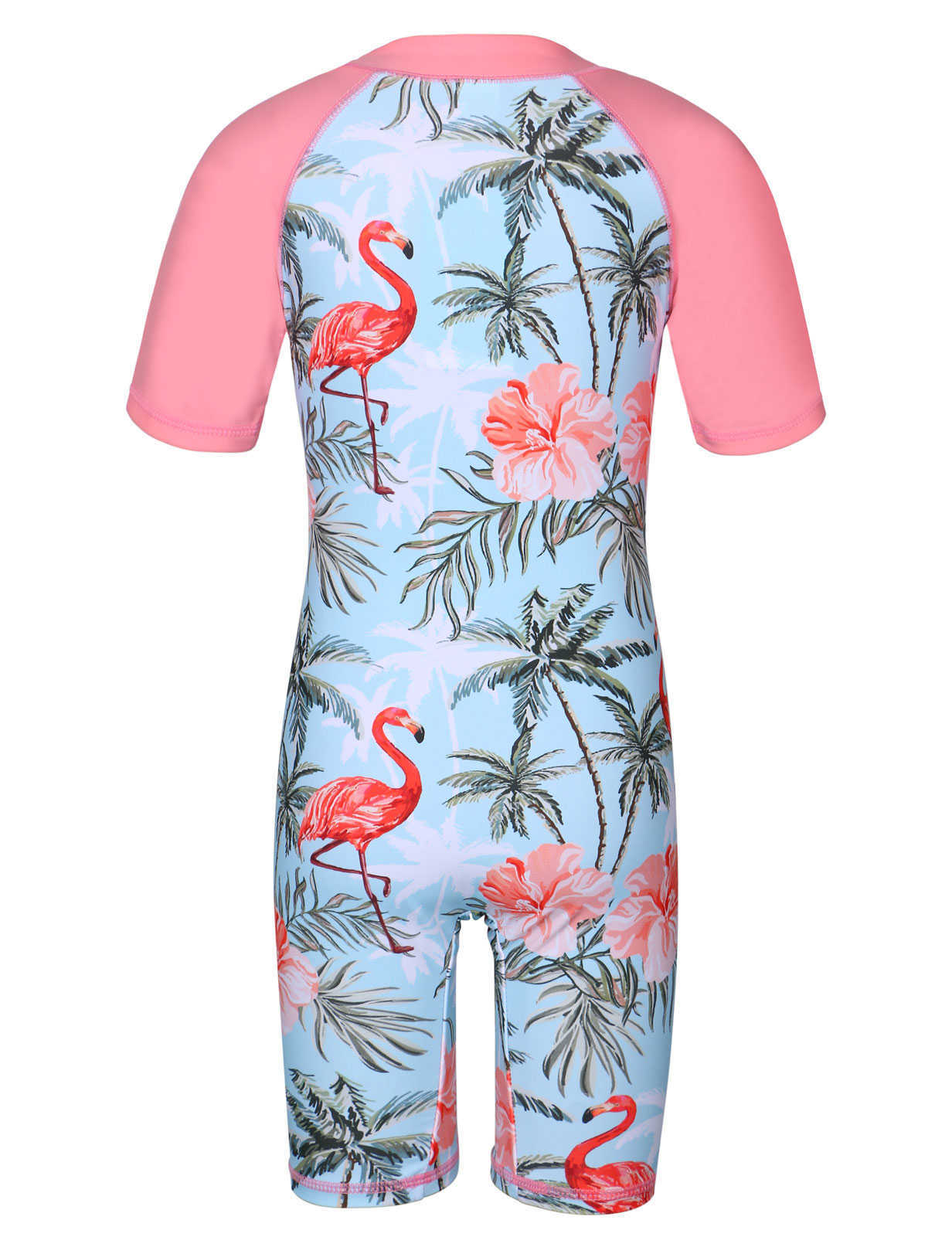 Swim wear BAOHULU Kids Swimsuit UPF 50+ UV Swimwear Sun Protective One Piece Flower Beachwear Bodysuit with Ziper Surfing Suit Rashguard HKD230628