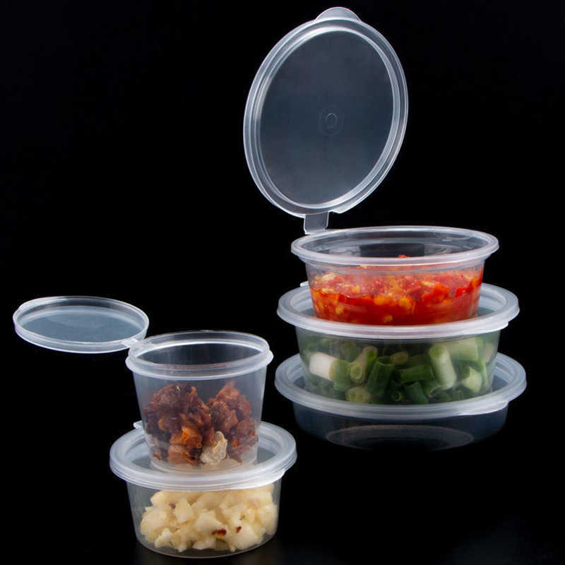 2024 10 Stück Einweg-Kunststoff-Soßen-versiegelte Box, auslaufsicher, für Tomatensauce, Gewürze, Aufbewahrungsbehälter mit Deckel, versiegeltes Glas, Küchen-Organizer