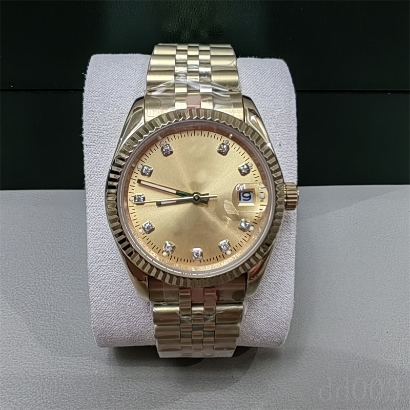 Designer tittar på högkvalitativa DATAjustera armbandsur Womens Pink White Diamond Montre Waterproof Mens Watch Plated Gold Silver Automa211z