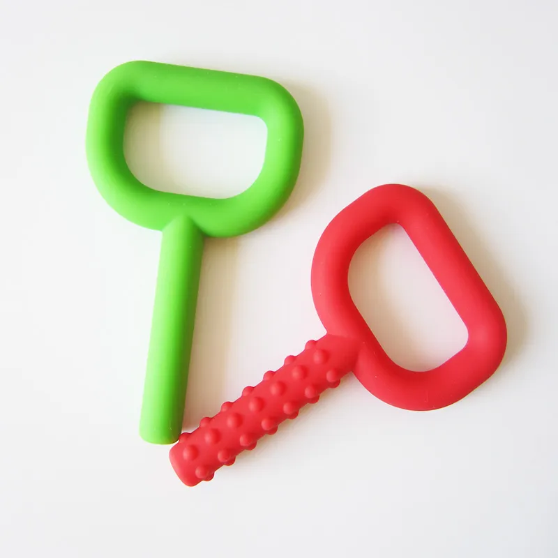 Silicone Key Shape Teethers Chewing Tube Smooth Textured Key Teething Toy FDA Safe Silicone Boys Girls Chew Tools Autism Special Needs