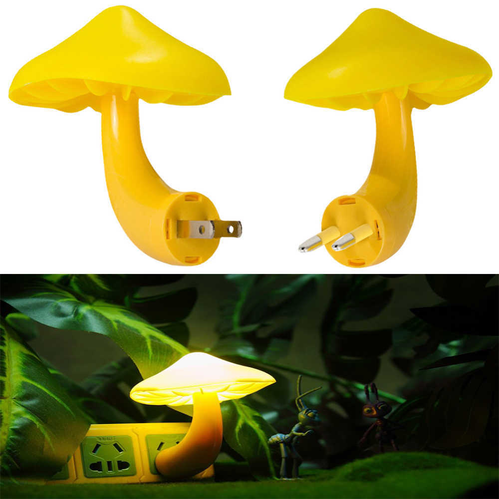 s Led Night Mushroom Wall Socket Lamp Eu Us Plug Warm White -control Sensor Bedroom Light Home Decoration HKD230628