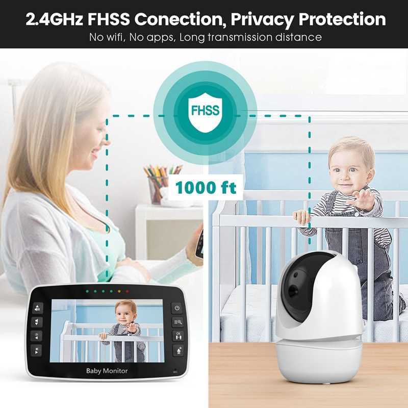 4.3Inch IPS Screen Wireless PTZ Intercom Baby Monitor Security Camera Long Distance Camera EU Plug L230619