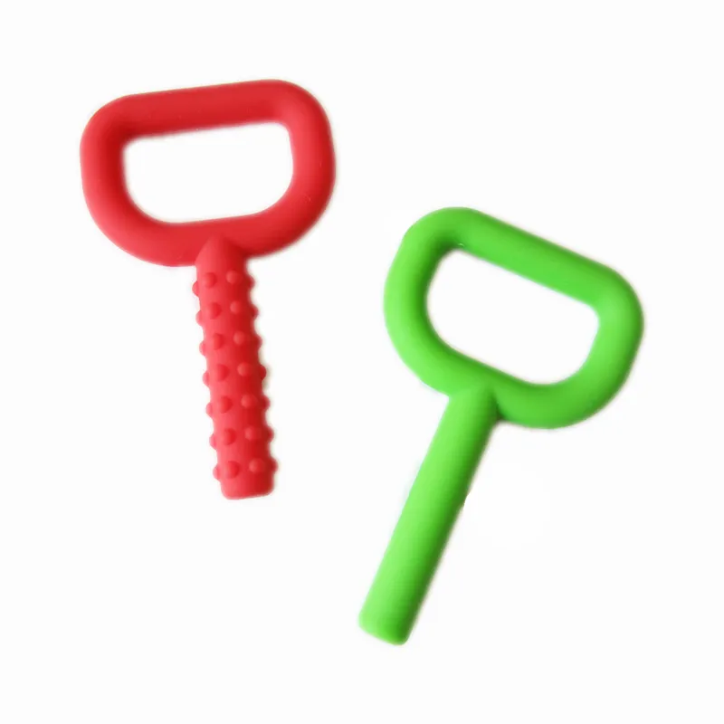 Silicone Key Shape Teethers Chewing Tube Smooth Textured Key Teething Toy FDA Safe Silicone Boys Girls Chew Tools Autism Special Needs