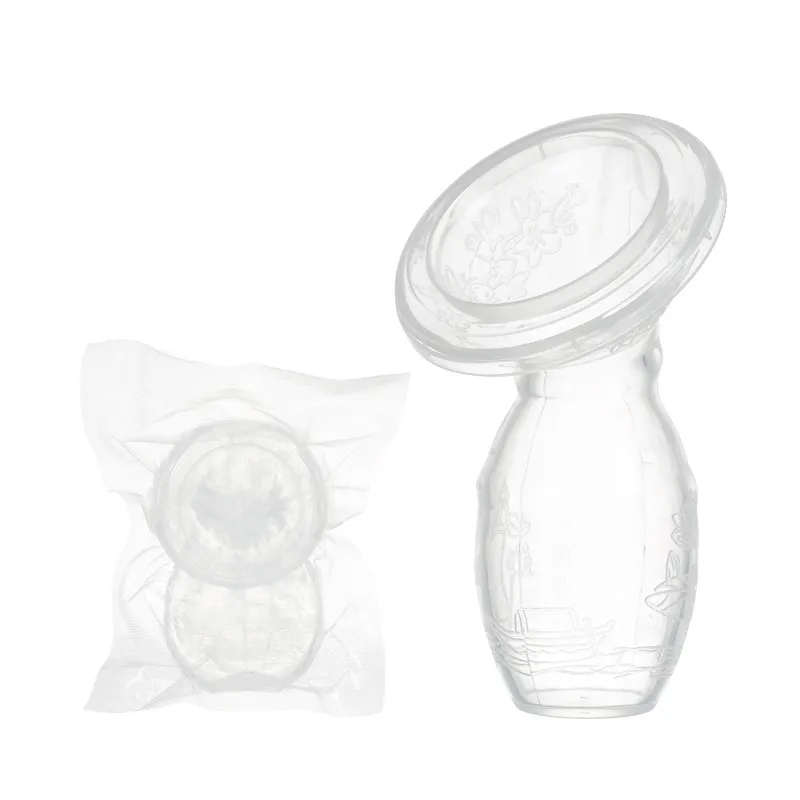 Manual Breast Pump Breast Feeding Collector Anti-overflow Breast Milk Pump Silicone Nipple Suction Pump with Cover