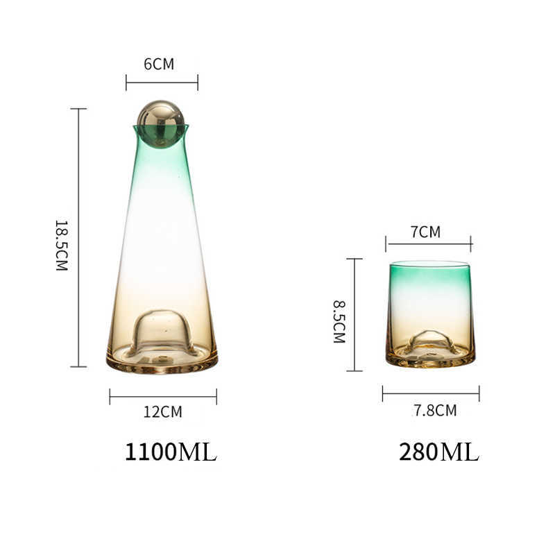 Стеклянная бутылка для воды в скандинавском стиле, кувшин для сока, стеклянный градиент, кувшины для холодной воды, чайник, чайные чашки, домашний кувшин для воды, домашняя посуда для напитков L230620