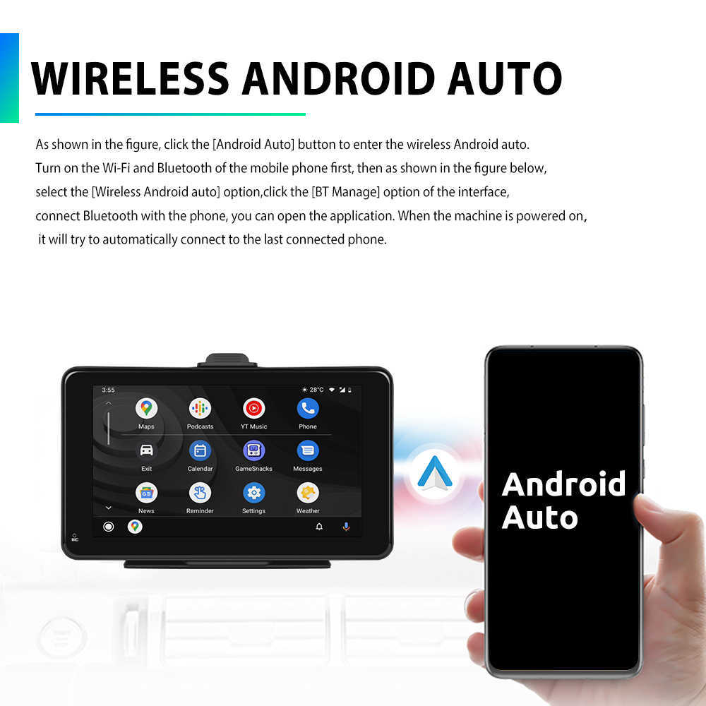 s Camecho Universal 7inch Car Radio Multimedia Video Wireless Carplay Android Auto Car play Touch Screen Monitor Tablet Smart TV L230619