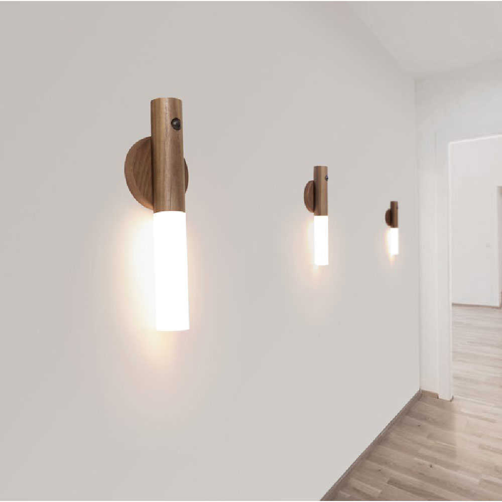 ライトLED Wood Wireless USB Night Light Magnetic Wallキッチンキャビネットクローゼットライトホームベッドルームテーブル移動ランプベッドサイド照明HKD230628