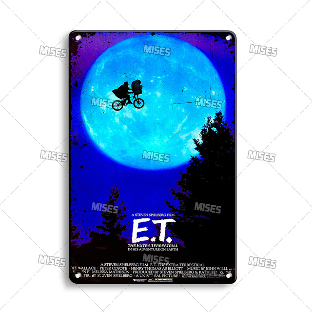 Klassieke E.T. Movie Fiction Metal Poster Shark Old Film Series Tin Sign Vintage Plaques Home Room Bar Cafe Cinema Decor Muur Esthetische Gepersonaliseerde Decoratie w01