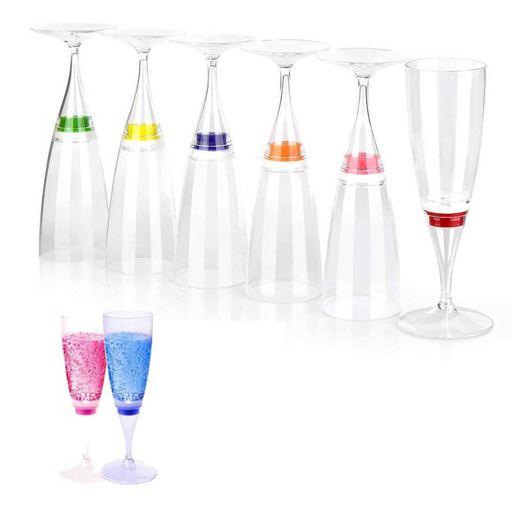Sıcak Satış 6 Adet LED Şarap Şampanya Flüt Bardakları Su Sıvı Aktif Yanıp Sönen Işıklı Bardaklar Cam Drinkware Mutfak Yemek Bar L230620