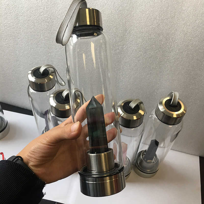 Butelka z wodą spadek wysyłki naturalny kryształowy punkt leczenia obelisk różdżka eliksir kwarcowy Kryształowa butelka wody do różdżki leczy energię st l230620