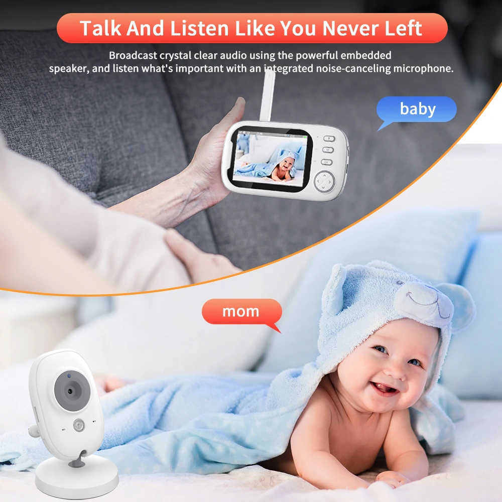 Baby Monitor med kamera 3,5 tum Wireles Babyphone Security Video Hemskyddsdetektering Nanny Vox Night Vision Feed Alarm L230619