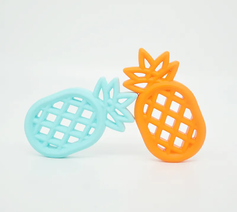 Silicone Pineapple Teether Teething Toy BPA Free Silicone Pendant Chew Bead Ananas Teether Pacifier Chain Pendant Sensory Chewable Toy