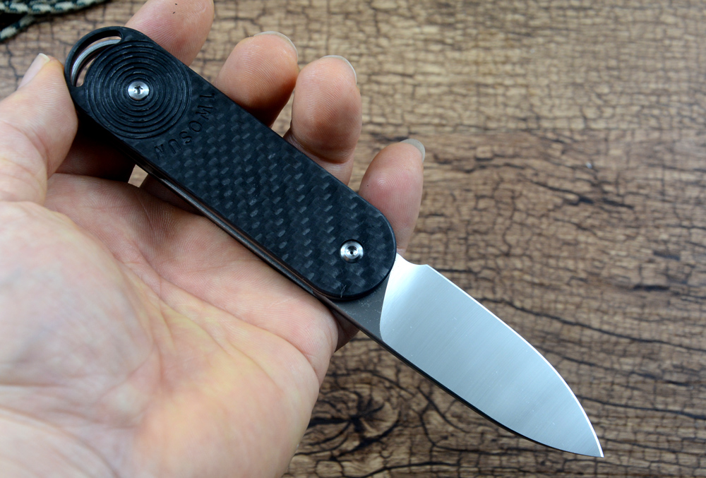 اثنان من سكين الجيب في الهواء الطلق قابلة للطي M390 Satin Blade Black Carbon Carbon Tc4 Handle Camping Camping EDC TS362