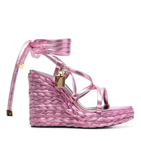 Black Round Toe Wedge Espadrille Ankle Strap Sandals Platform Fashion Style Lace-Up Women Summer Shoes