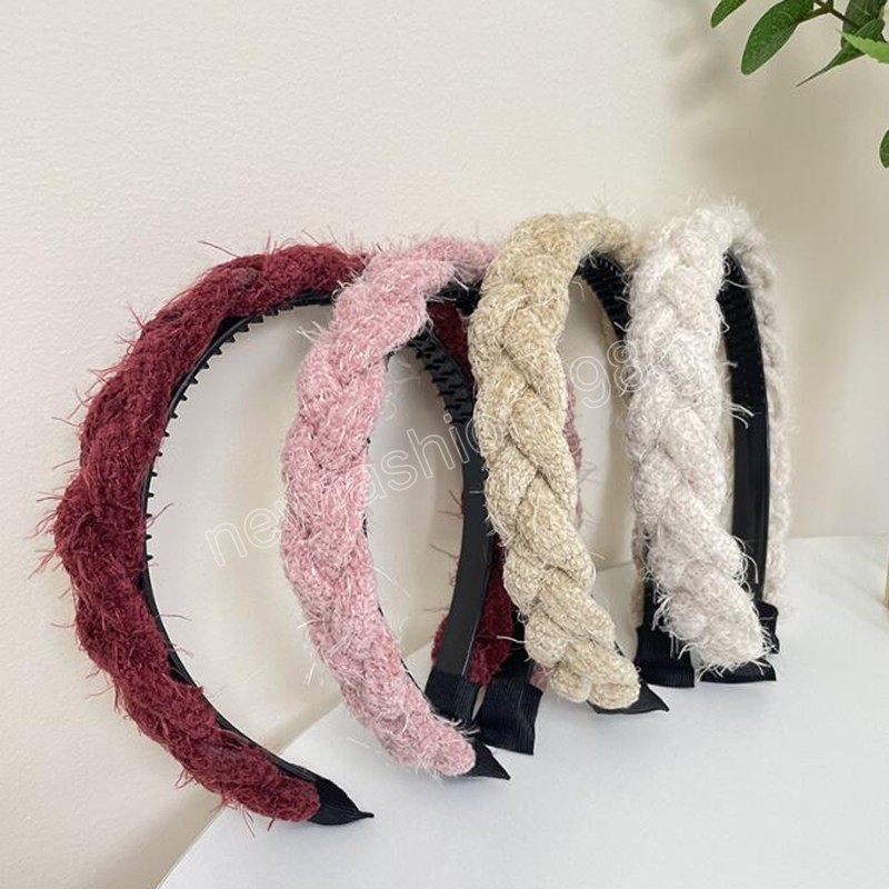 Fashion Hairband For Women Braided Knitted Headwear Autumn Narrow Side Headwear For Adult Hair Accessories Wholesale