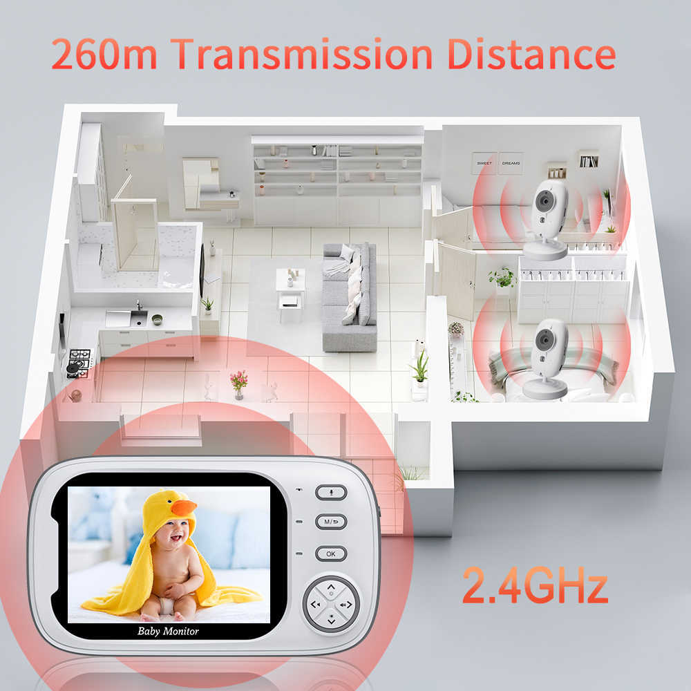 Sectyme Video Babyfoon 2 Weg Audio Talk Camera Babysitter Draadloze Nachtzicht Temperatuur Monitoring Bewakingscamera L230619