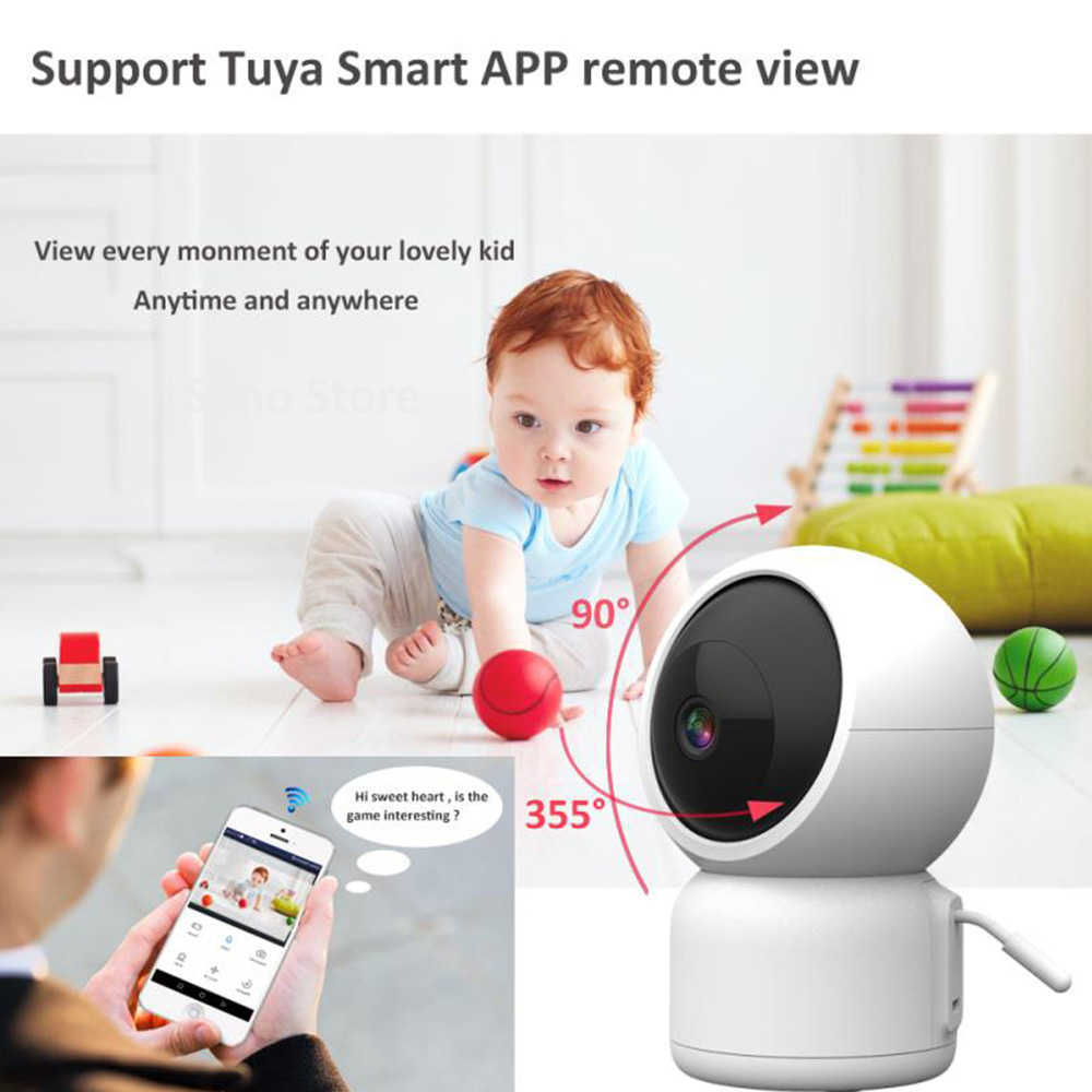 Tuya 1080P WiFi Infrarood Babyfoon FHD IR Nanny Monitoring Camera met Temperatuur Alert Slaapliedje Geluid Detect Auto Tracking L230619