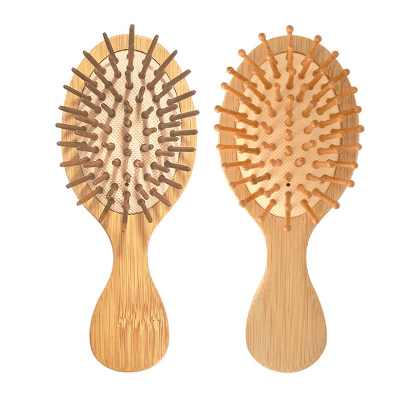 Spazzole capelli in bambù Cuscino d'aria Pettine a paletta Districante Spazzola capelli in legno Mini formato da viaggio Massaggio del cuoio capelluto donna Uomo Tutti i capelli Ricci Capelli bagnati e asciutti