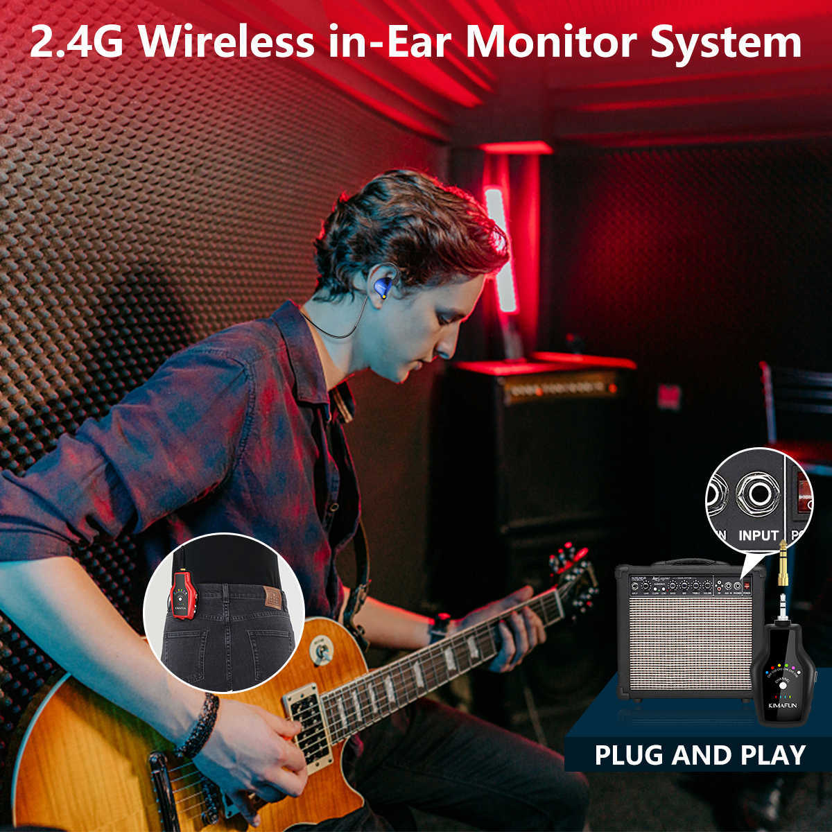 S 2.4G Wireless In-Ear Monitor System med sändare och Beltpack-mottagare för scenprestanda Band repetition kamerapost L230619