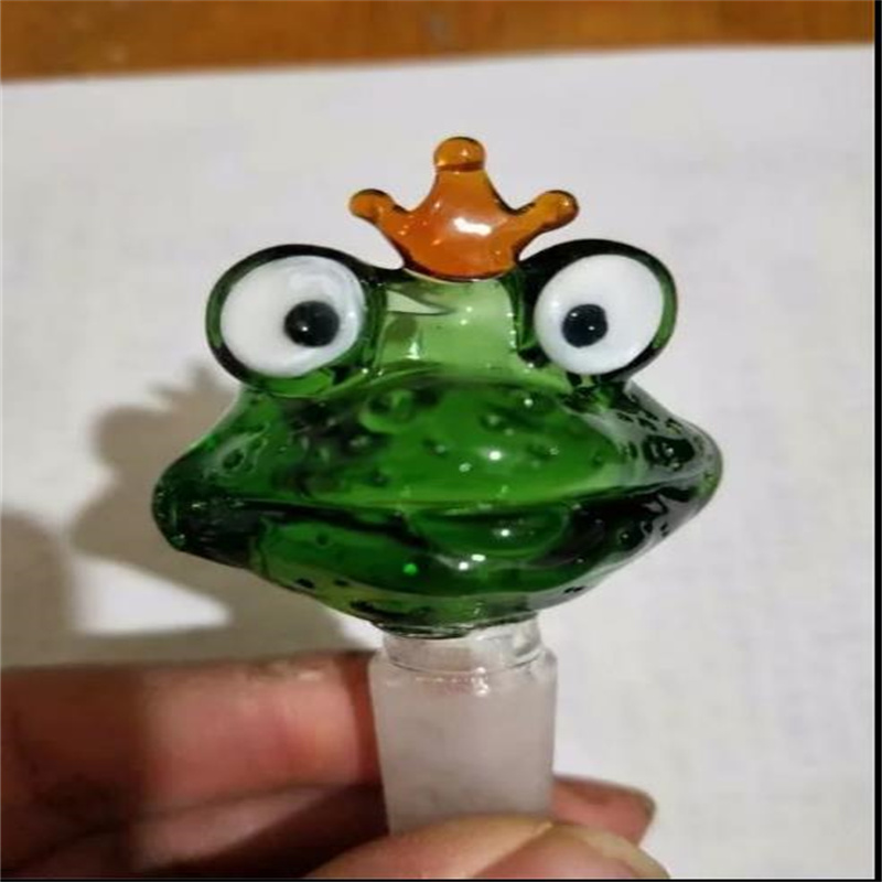 Fabrication de pipes à fumer en verre Narguilé soufflé à la main Bongs Tête de bulle en verre de grenouille colorée
