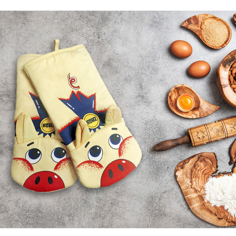 Cartoon Animal Cat Paws Guanti da forno Guanti isolanti da forno in cotone Guanti da cucina antiscivolo resistenti al calore a microonde