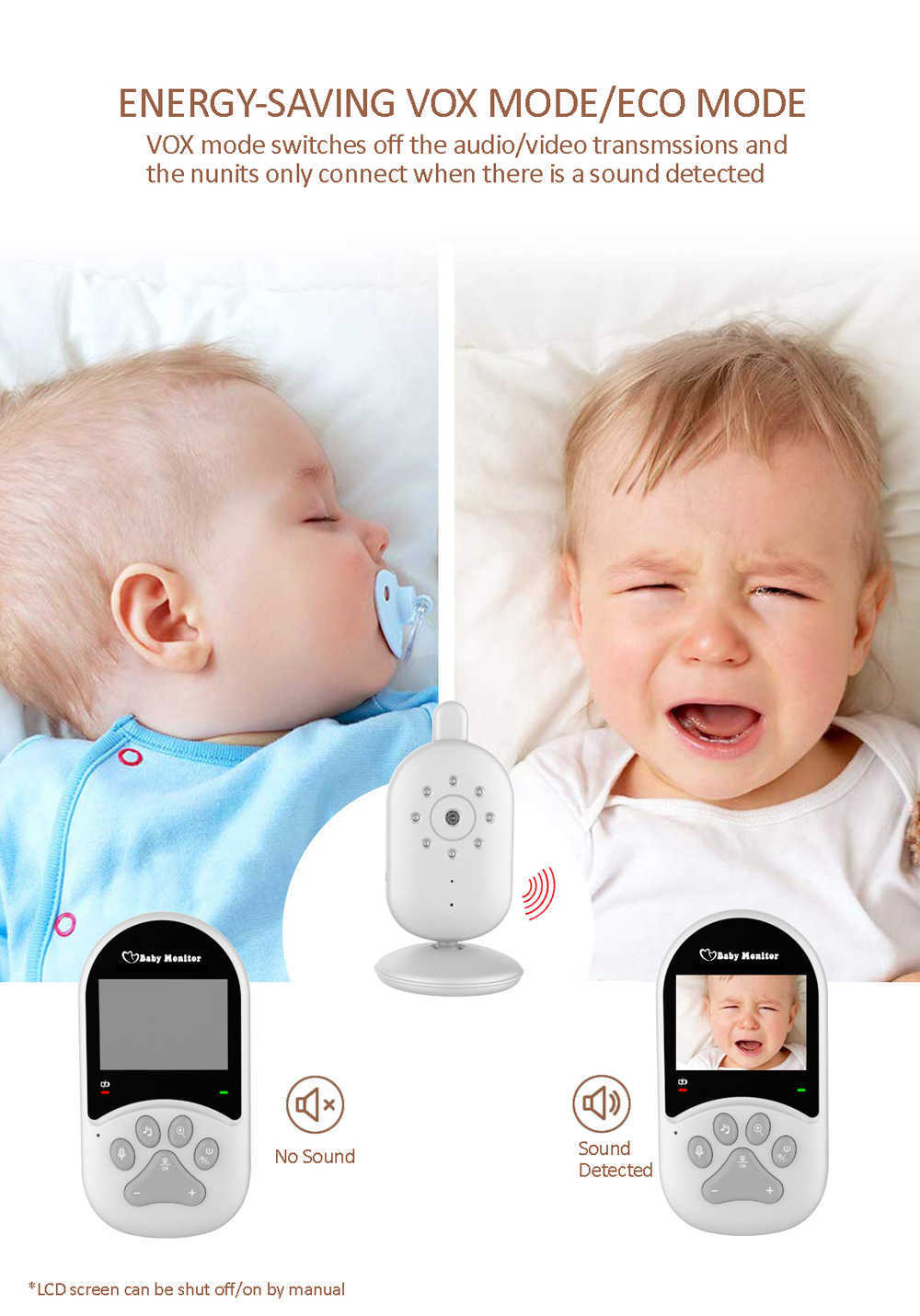 AT660 Baby monitor da 2,4 pollici Pocket Baby Monitor Wireless Monitor Baby Room Baby Safety New Mom Papà Regali L230619