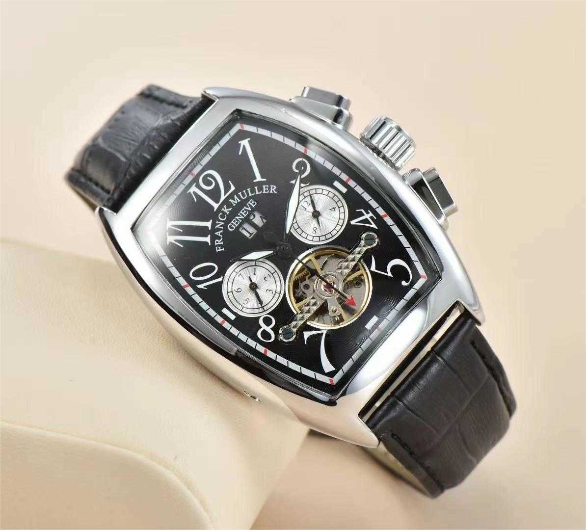 Other Watches FRANCK MULLER Men's Watches Automatic Mechanical Sports Watch Men Wrist Waterproof Clock Luxury Leather Casual Tonneau WatchesHKD2306928